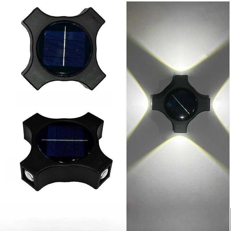 Solar Wall Washer Light, Outdoor Waterproof Wireless Fence Lamp, LED Garden Wall Atmosphere Light for Courtyard Decor Vue Cold White