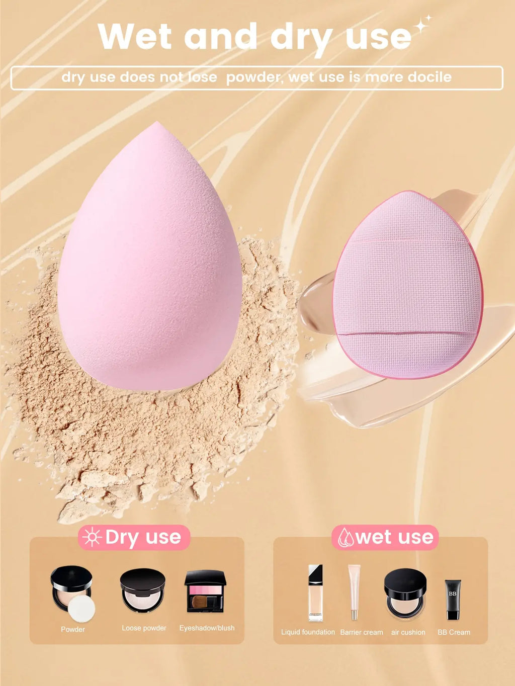 6PCS Soft Triangle Makeup Puff Set: Ideal for Cream/Powder Concealer & Loose Powder, Achieve Flawless Face Makeup Vue