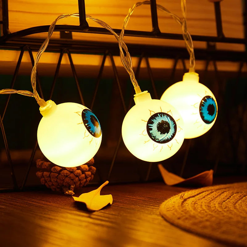 Halloween Eyeball Led String Lights Indoor Atmosphere Christmas Decoration Girl Room Battery Lights Outdoor Waterproof Outdoor Vue