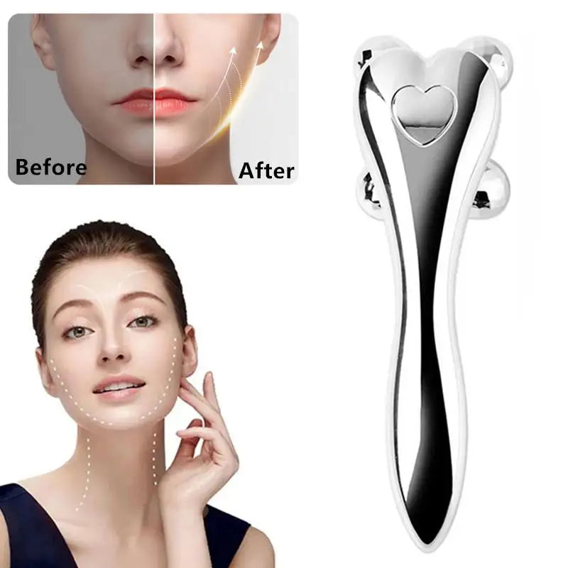 1 Pcs 4D Roller Face-lift Wrinkle Silver Y Shape Roller Facial Eye Neck Muscle Relaxation Slimming Massager Relaxation Tools Vue