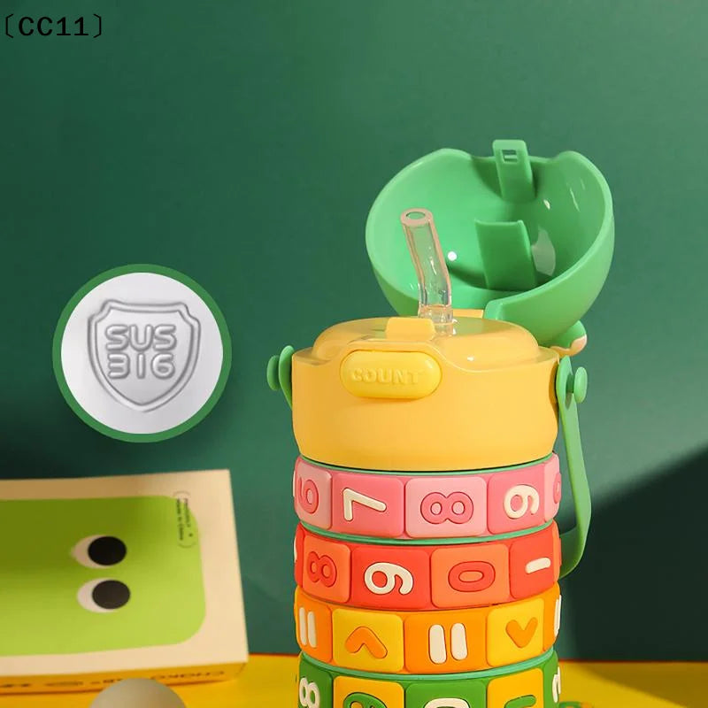 Children's Math Toy Stainless Steel Water Bottle Cute Thermo Strap