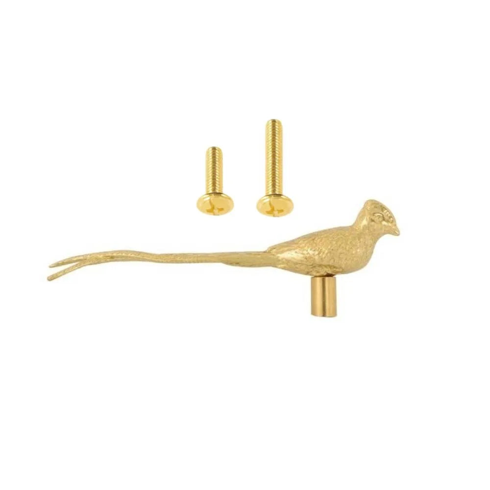 Retro Longtail Bird Brass Handle Vintage Furniture Hardware Cabinet Door Knobs Push-pull Gold Wardrobe Drawer Pulls Furniture Vue Gold