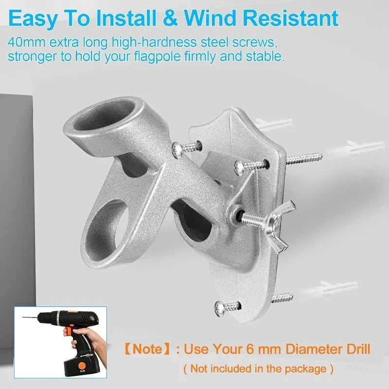 6Ft Stand Flag pole for Outside,Collapsible Yard Banner Holder Wall Mounted Mount Telescopic Flag Pole Top Wall Bracket Base Vue