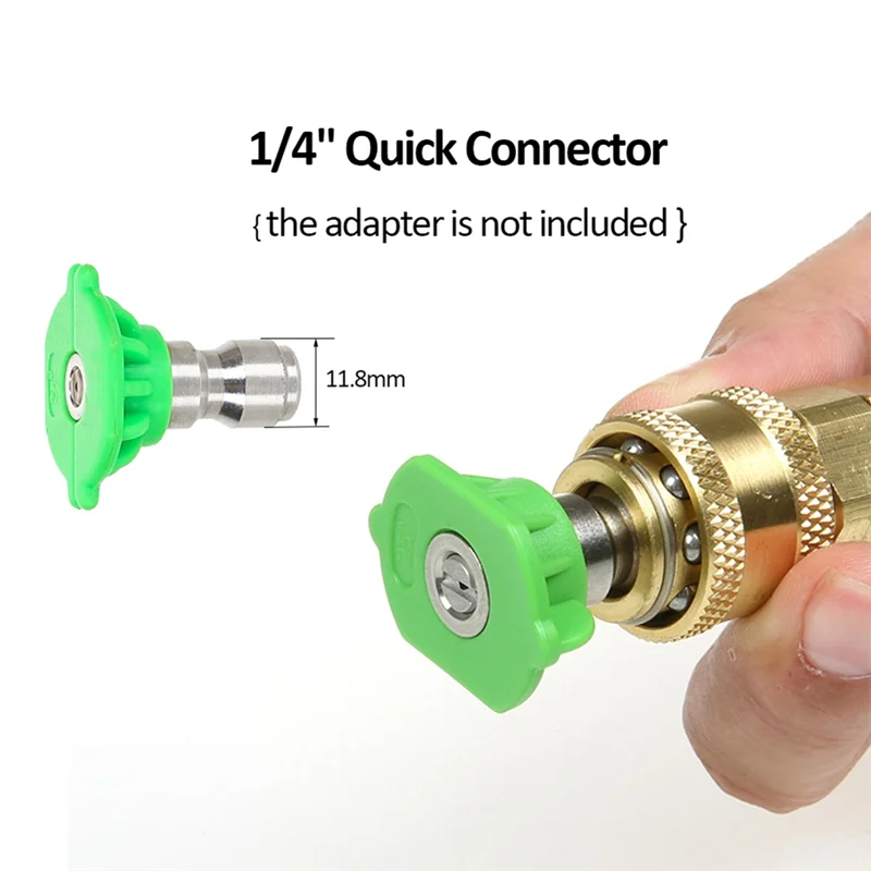 1/4In Quick Connect Pivoting Coupler Adjustable Adapter W/5 Spray Nozzles Copper Connection For High Pressure Car Washerabkw Vue Yellow NONE