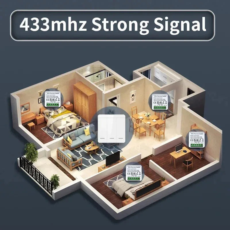 Wireless Light Wall Switch Relay Receiver RF 433Mhz 1/2/3Gang Panel Switch Remote Control Interruptor for LED Lamp Vue