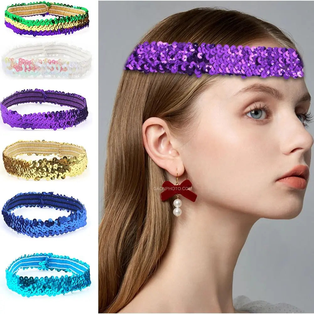 Party Indian Sequins Sequin Headband Shiny Bow Hair Accessories