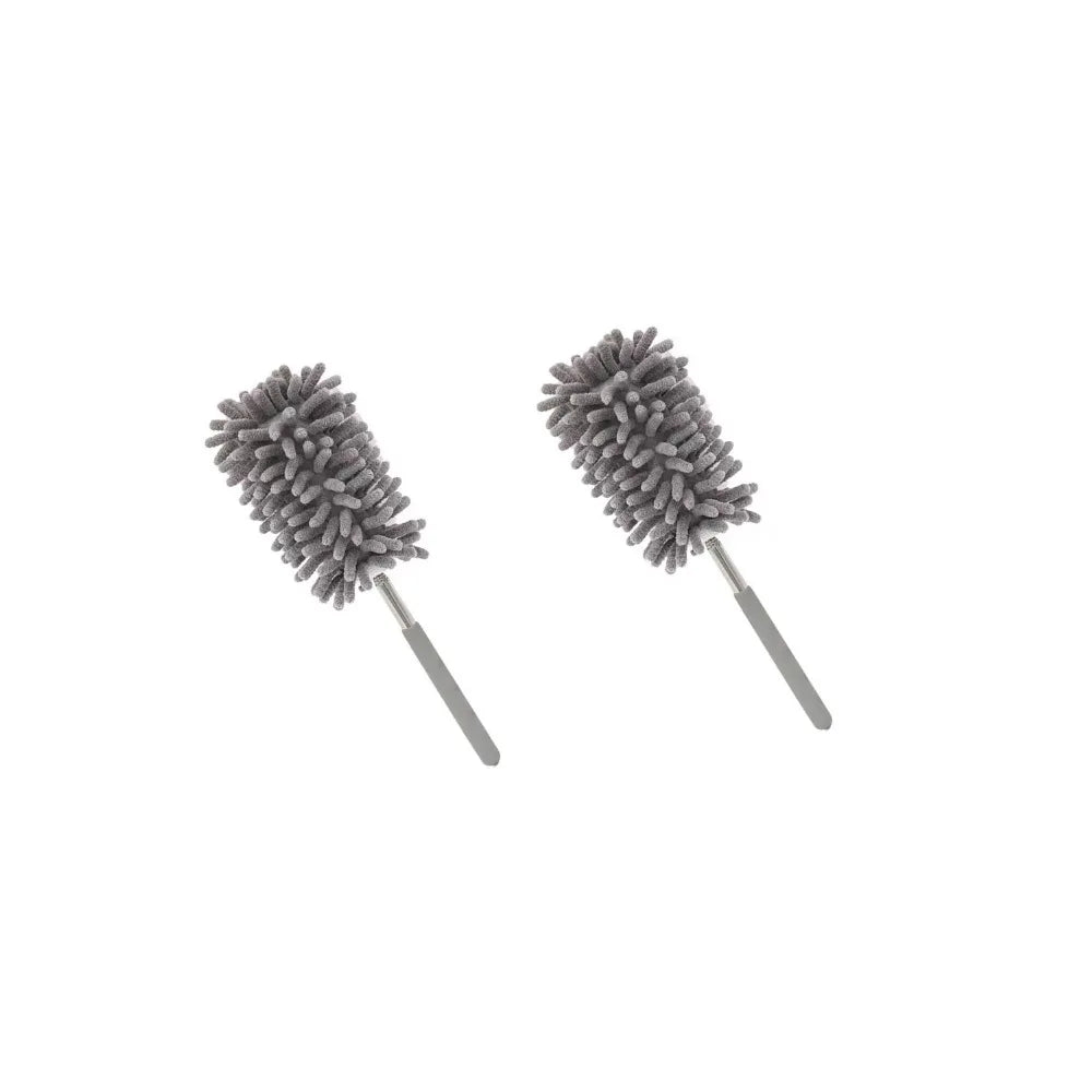 2 Pieces Extendable Microfiber Duster Replaceable Head Stainless Steel Handle Cleaning Duster Detachable Soft Vue Grey