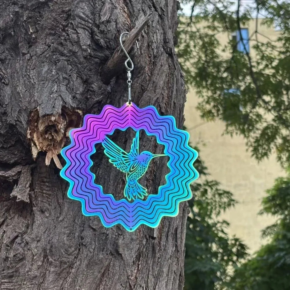 Gradient Wind Chime Pendant Flowing Light Effect Colorful Wind Spinner Catcher Heart Flower Home Decor Vue