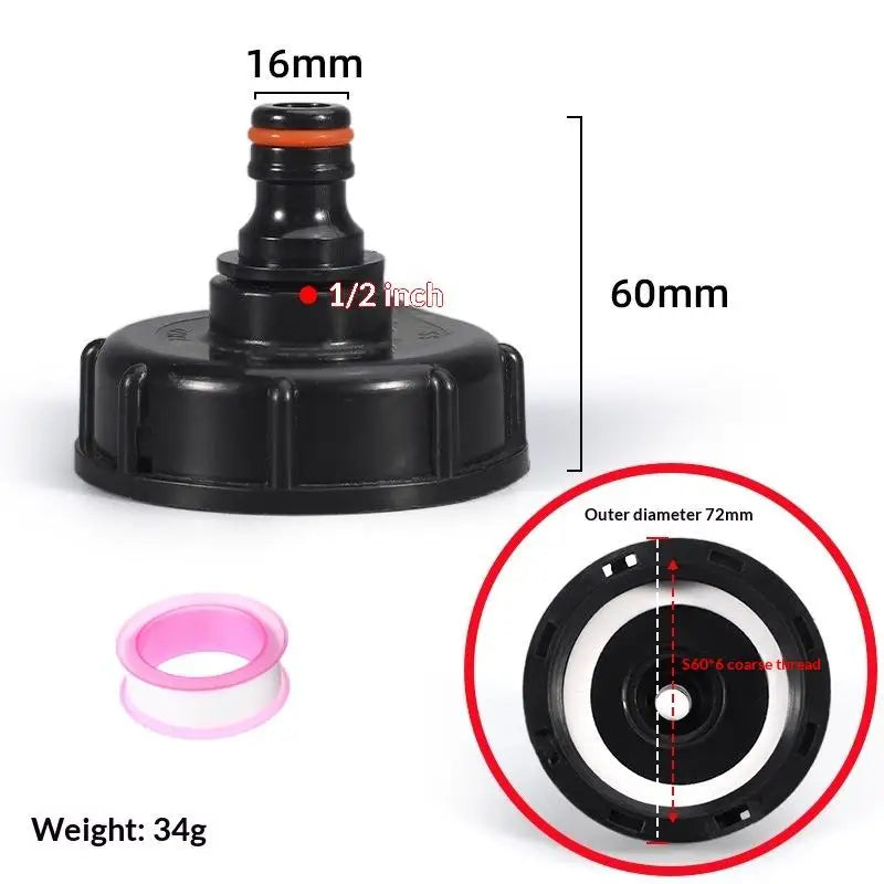 1 Set IBC Tank Valve Adapter 1 2 3 4 Inch Water Hose Connector with 60mm Coarse Thread for Reusable Liquid Storage Vue A1 4 points
