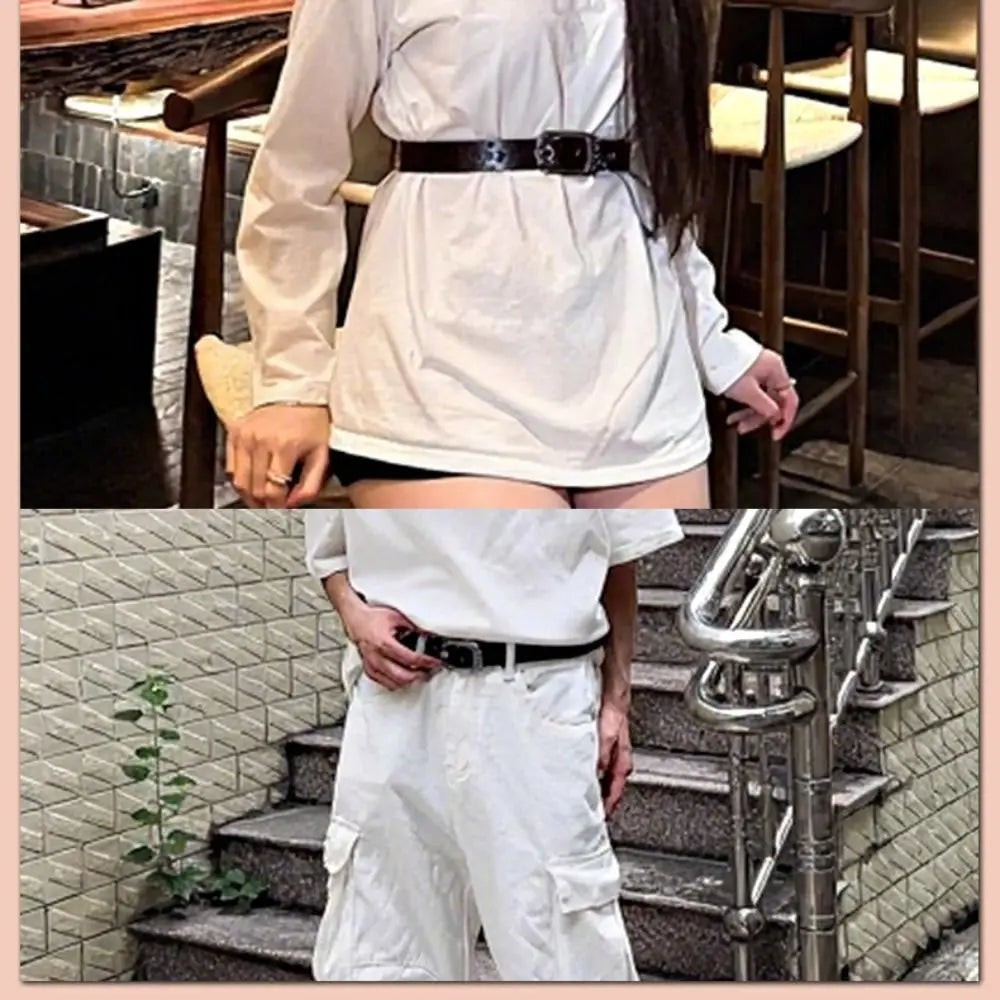 Fashion Alloy Pin Buckle Carved Waist Belt Harajuku Chic Punk Waistband Y2K Vintage Jeans Belts For Women Vue