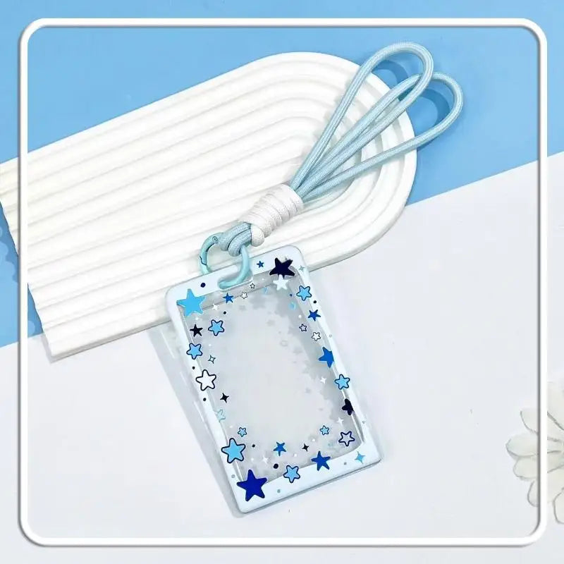Star Sliding Cover Card Holder Transparent Portable ID Protector Kpop Photocard Photo Case Student School Card Bus Card Holder Vue A5