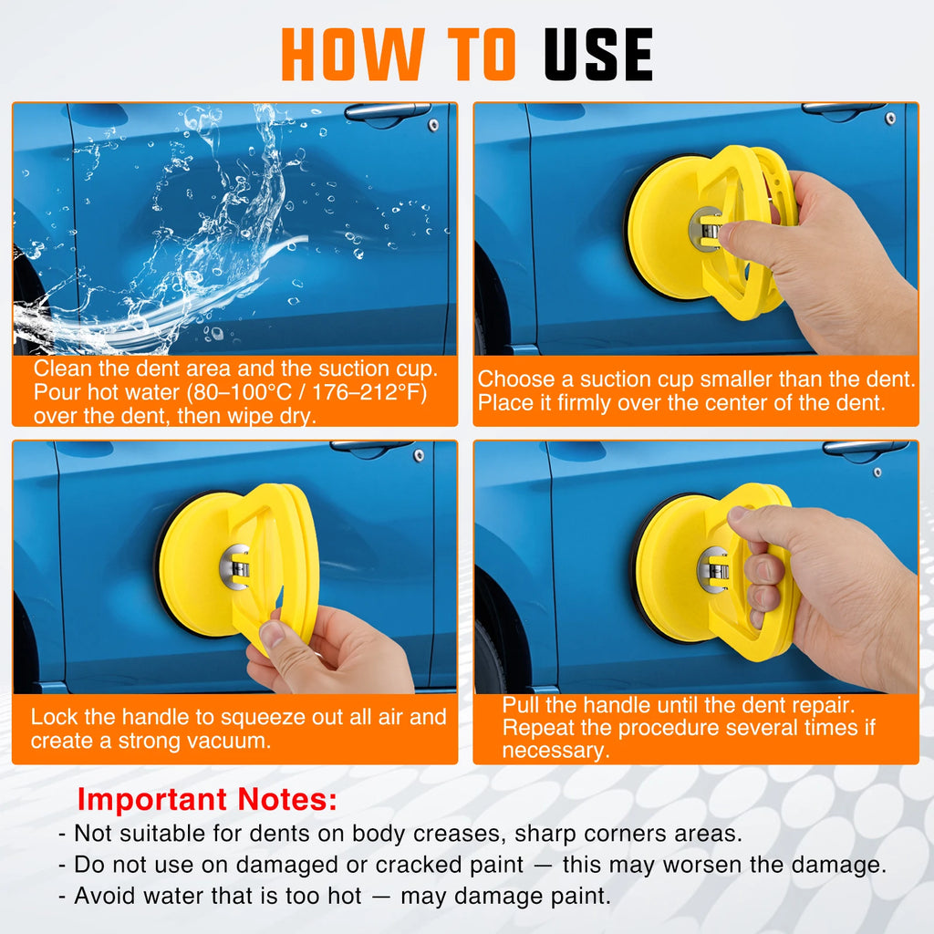 Nilight Car Dent Puller 3 Pack Orange Yellow Powerful Suction Cup Puller with Handle Lifter Large & Small Pullers Paintless Dent Repair Tool Kit for Car Body Fridge Glass Tiles Screen Object Moving Vue