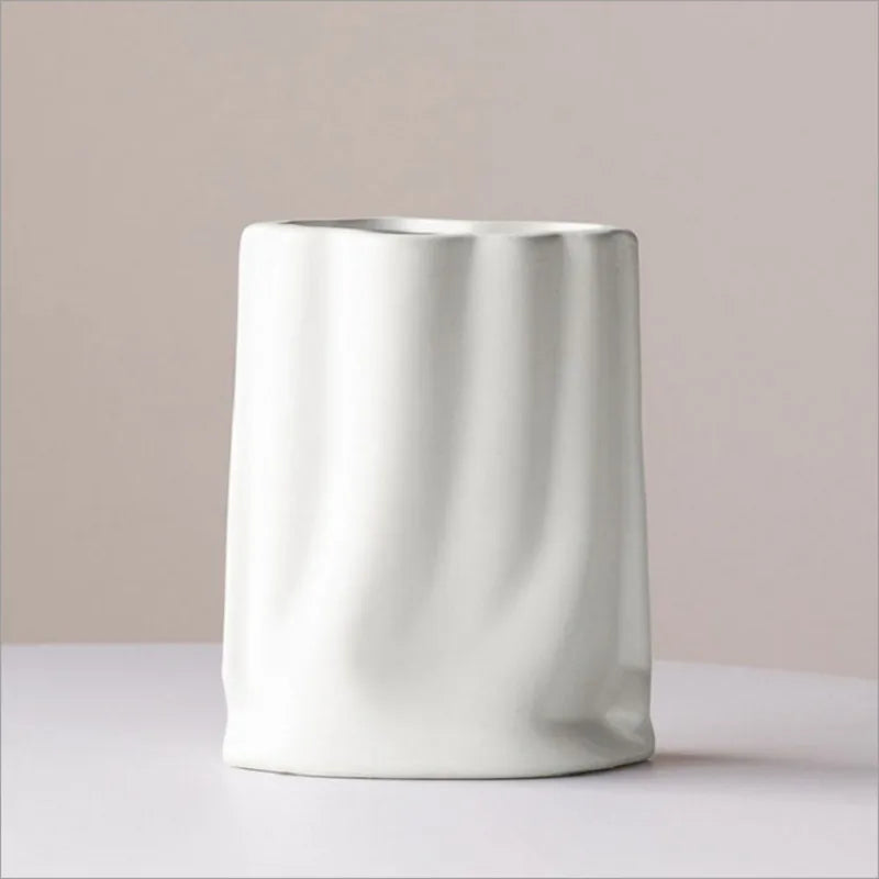Ceramic Silver Vase Flower Arrangement Modern Nordic Living Room Tabletop Centerpiece Home Decoration Ornament Vue