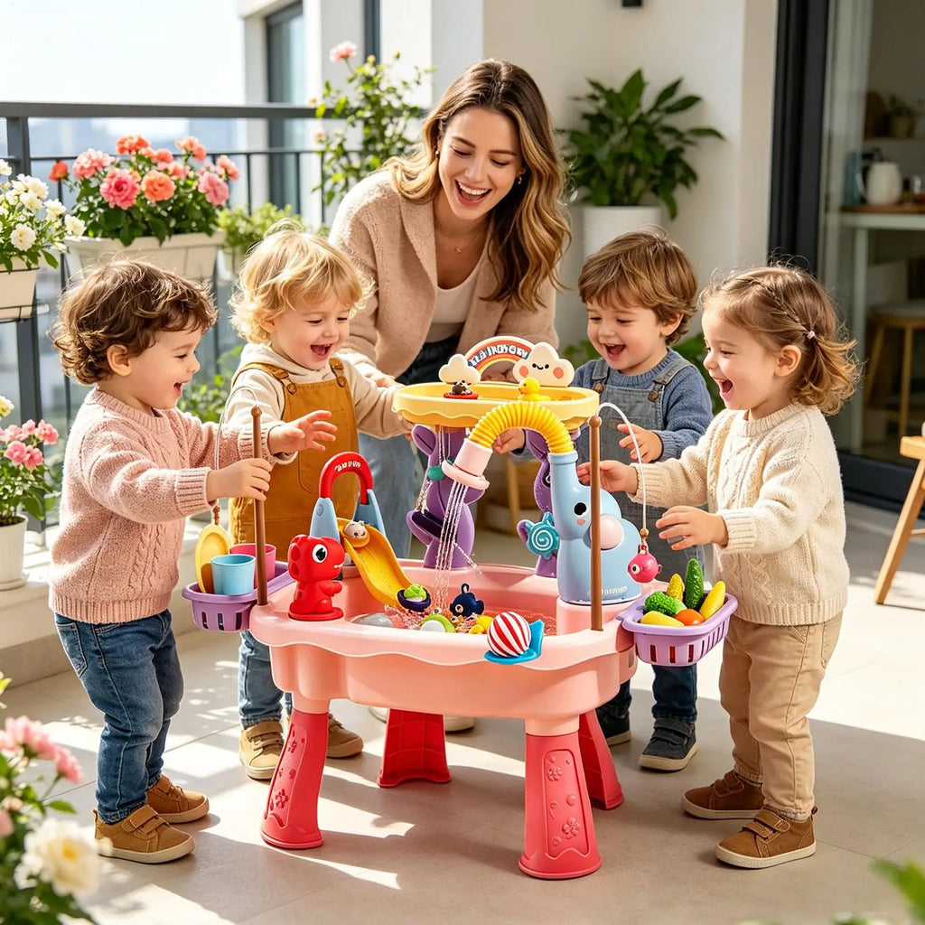 Elephant Water Table for Kids, Sensory Sink Toy with Pump, Outdoor Summer Activity Play Table for Backyard Beach Daycare Camping Vue
