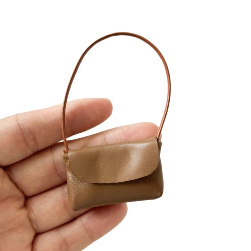 15-17cm Doll PU Leather Handbag Purse Dollhouse Decoration Pretend Play Doll Accessories Toy Vue