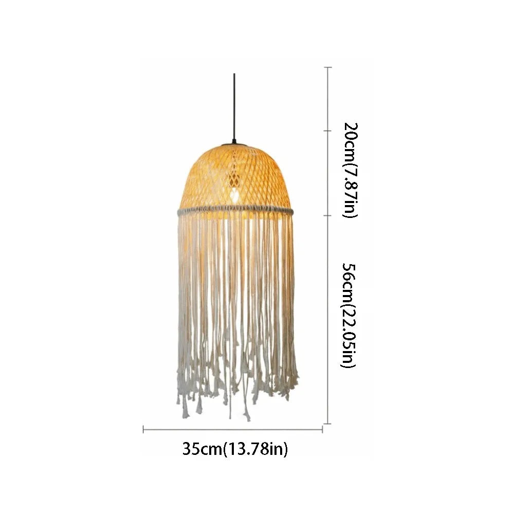 Handmade Waterproof Rope Lantern Vintage Style Jellyfish Design Bamboo Weaving Lamp Bamboo Woven Outdoor Lantern Garden Vue 35cm-13.78in