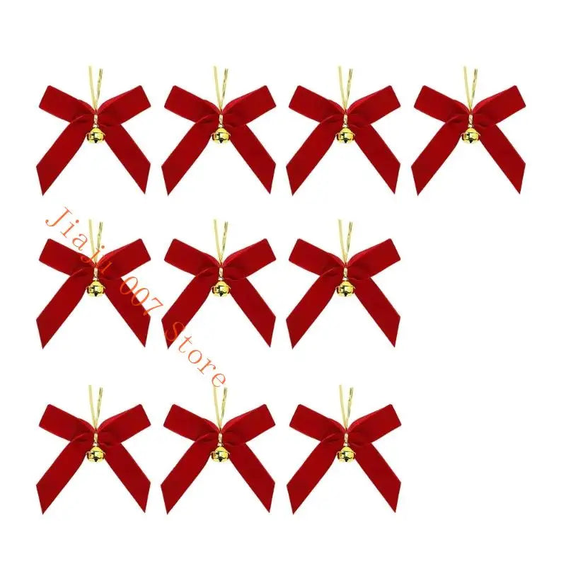 10-Pack Velvety Fabric Bowknots for Christmas & Festival Decor Holiday Bow Ornament Vue
