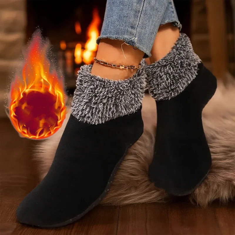 Women Warm Floor Socks Winter Thick Fleece Lined Non Slip High Tube Home Socks Indoor Carpet Style Slipper Socks Vue