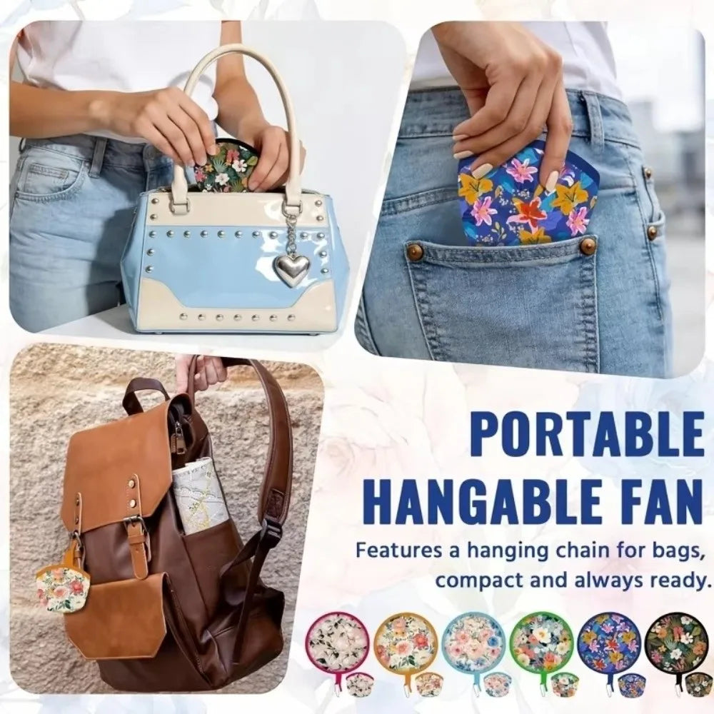 Fashion Summer Handheld Folding Fan Polyester Japanese Oil Painting