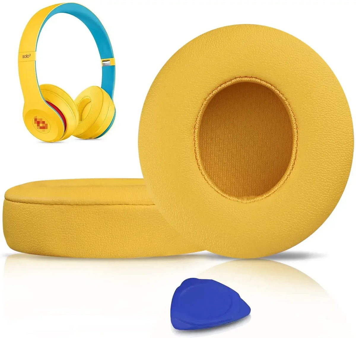 Earpads Cushions Replacement for Beats Solo 2 & Solo 3 Wireless On-Ear Headphones, Ear Pads with Soft Protein Leather Vue Yellow