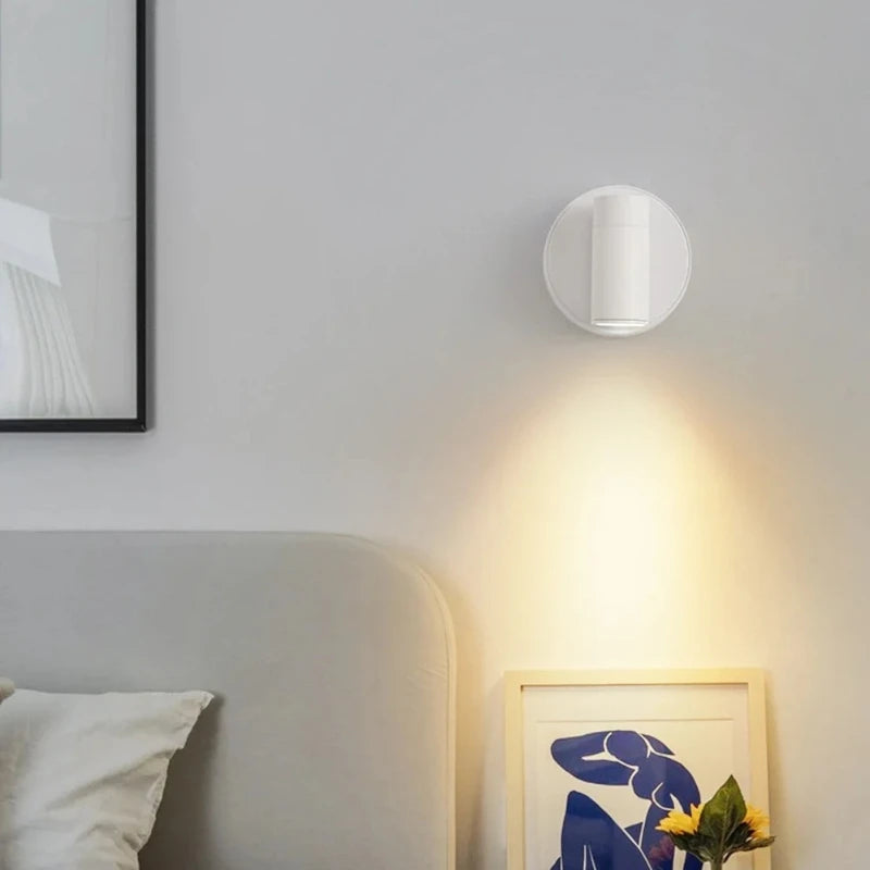 Mini Rechargeable Wall Light Black White Simple Three Color Adjustable Bedroom Bathroom Doorway LED Wireless Magnetic Spotlight Vue