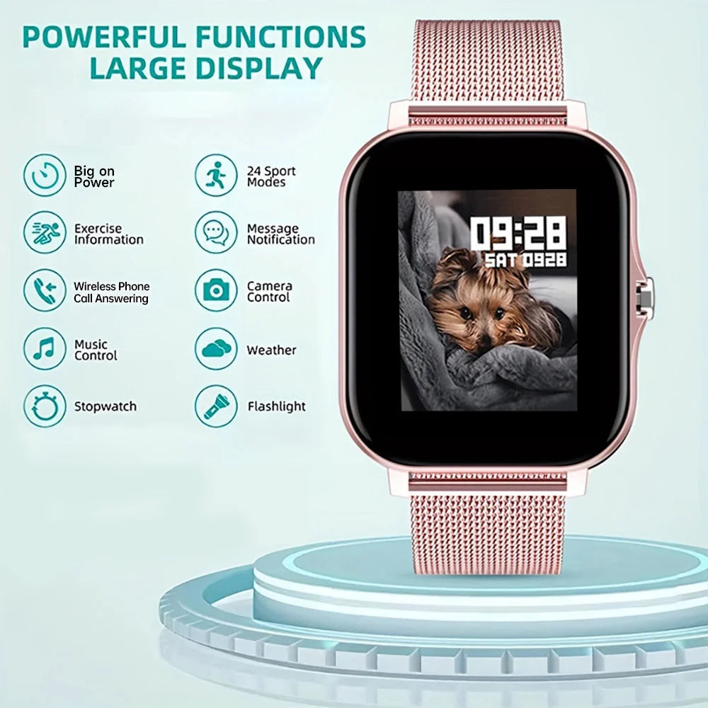 2026 New Smart Watch 1.44''HD Screen Bluetooth Call Sleep Blood Oxygen Pressure Health Monitoring Watches For Women Men Vue