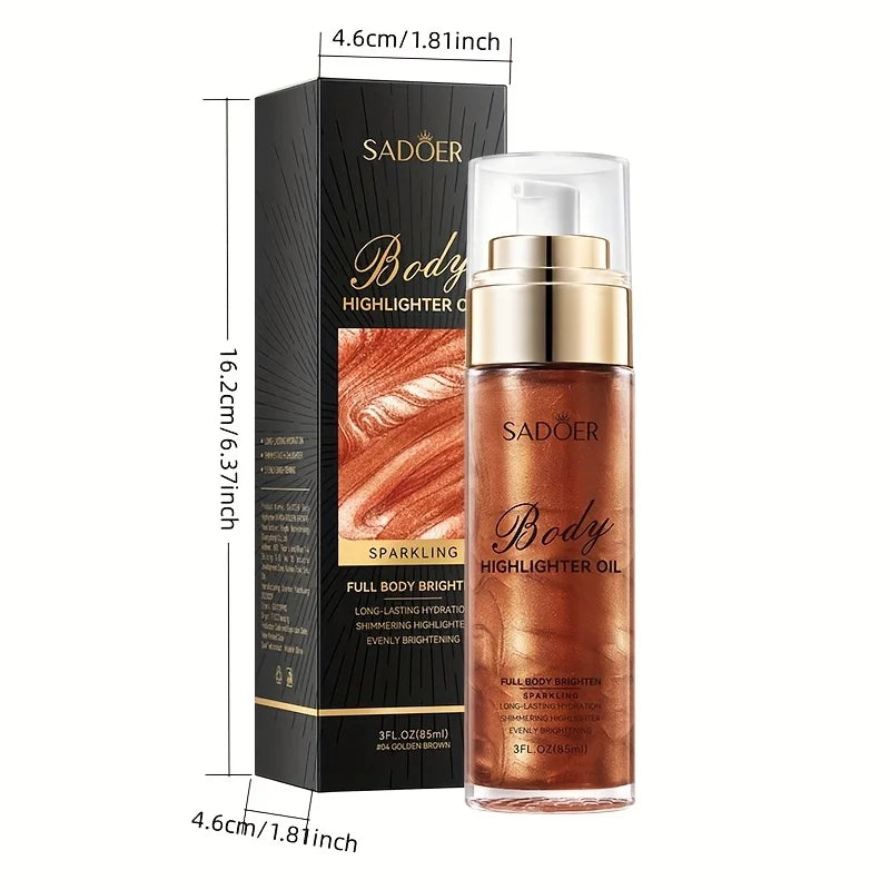 85ml, Golden Brown Body Glow Oil, Moisturizing and Hydrating, Gives Skin a Radiant and Charming Glow, Perfect for Holiday Celebrations and Party Events. Vue