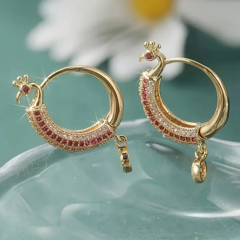 Huitan Cubic Zirconia Geometric Hoop Earrings for Women Hoop Earrings Vue