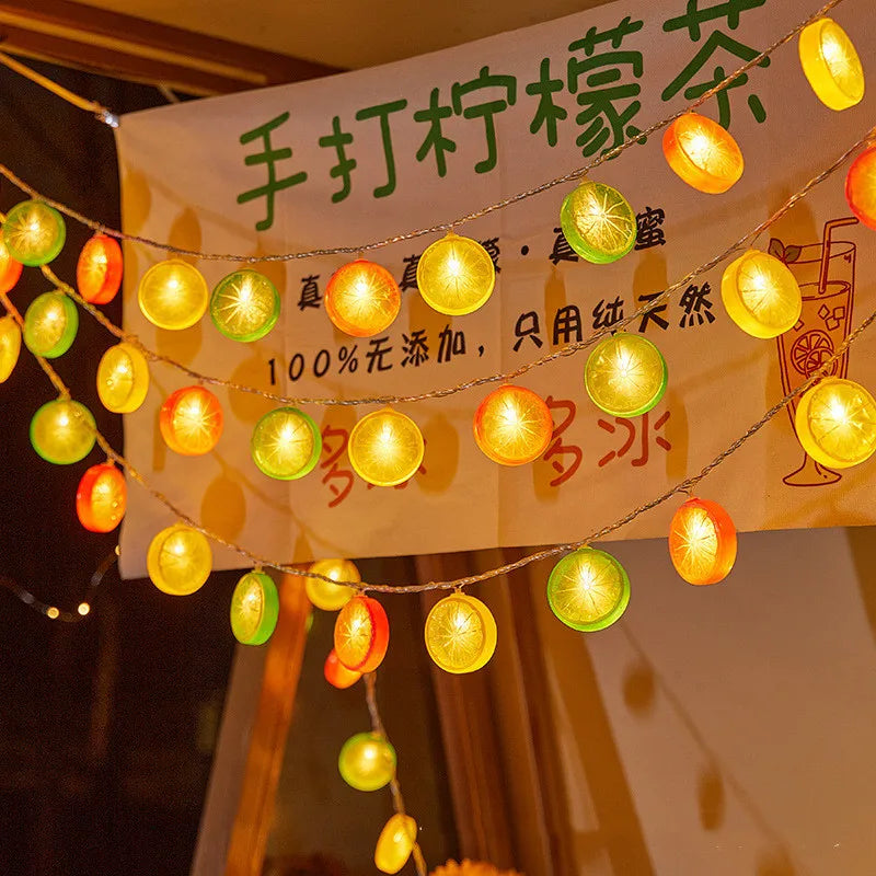 Party 10M 80LED Rome Decoration Lemon String Lights Indoor Party Atmosphere Christmas Battery USB Fairy Lights Curtains 559 Vue