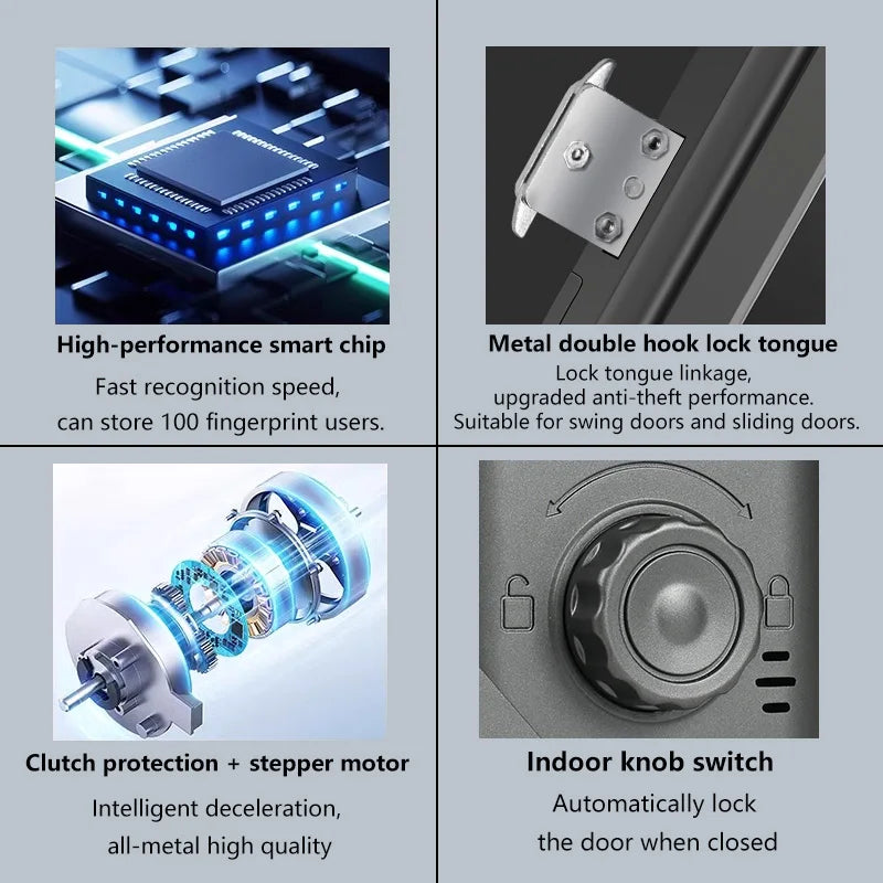 Tuya Bluetooth Biometric Glass Door Smart Lock Fingerprint Password Card Electronic Digital Lock Office Business Departments Vue