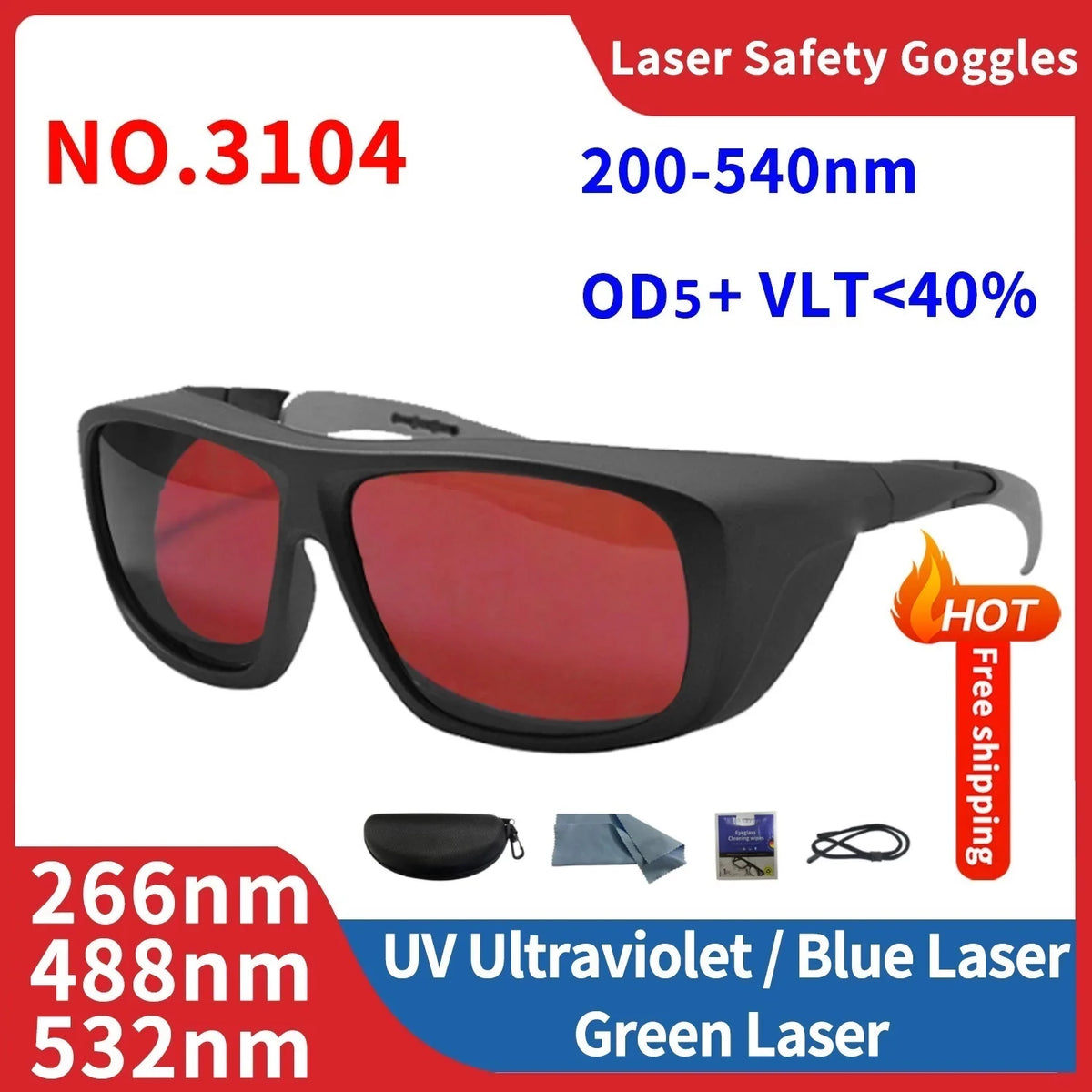 Laser Safety Glasses Protection Goggle Eye Protective Lentes De Seguridad Industriales UV IPI IR IPL FPV 1064 532nm Vue 3104