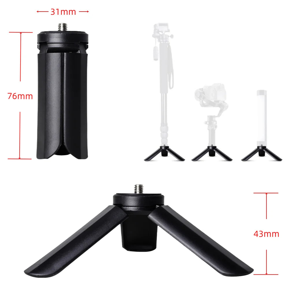 Portable Mini Table Tripod Stand Desk Tripod with 1/4'' Screw for Gopro Camera Video Vlog Grip Panel Ring Light Phone Gimbal Vue