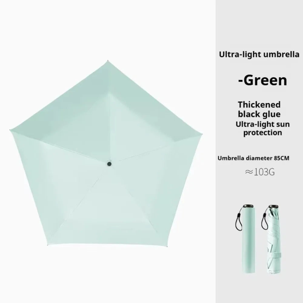 Foldable Manual Sun Umbrella Protection 6-Bone Frame Dual-purpose Vue Green 8K Iron