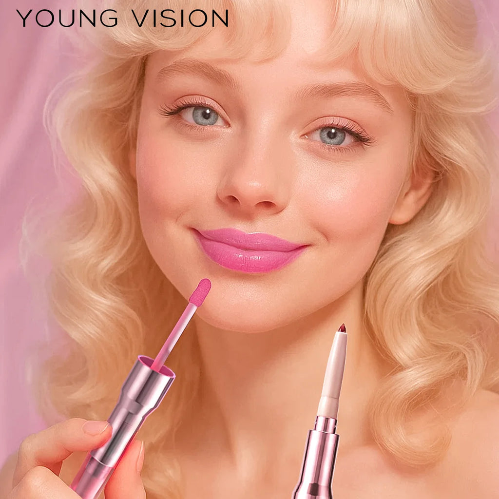 6-color dual-ended lip liner +Lip Gloss mirror hydrating gradient Lip Tint, Matte Finish, Velvet Liquid Lipstick Vue