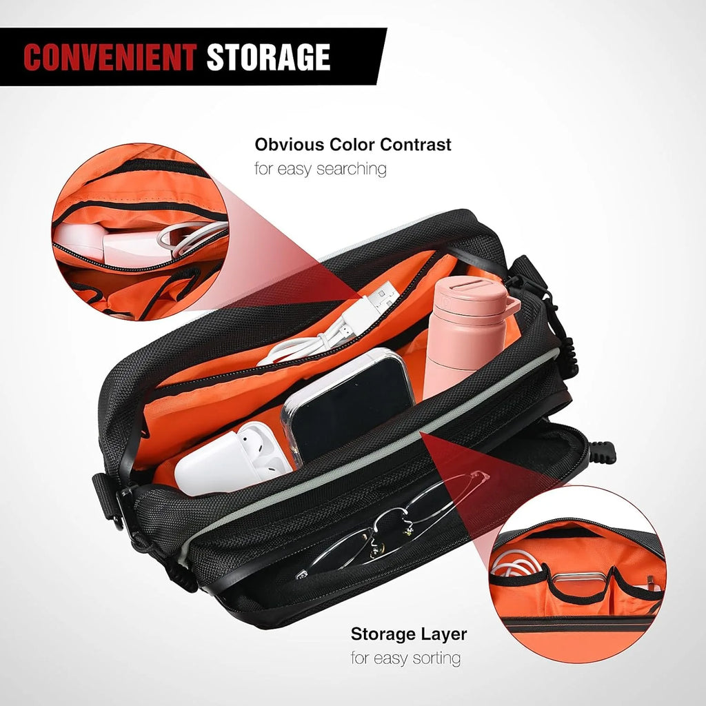 Nilight Motorcycle Handlebar Bag, Universal Front Fork Tool Bag, Waterproof PU Leather Sissy Bar Storage Bag for Harley Cruiser Softail Dyna Sportster, Black Vue