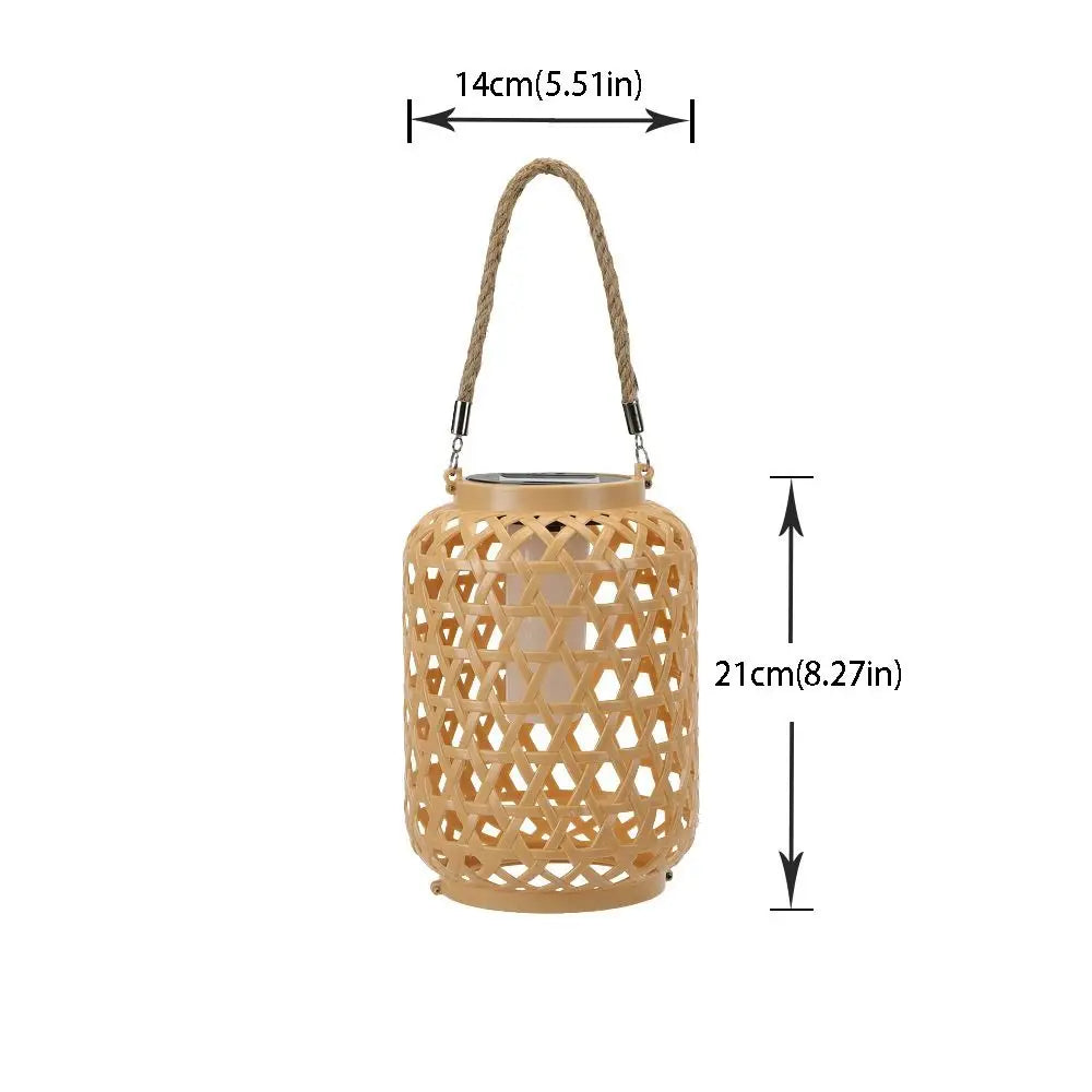 Waterproof Rattan Solar Lanterns Soft Light Rechargeable Solar Bulb Lights Bamboo Weaving Elegant Design Woven Solar Lamp Vue