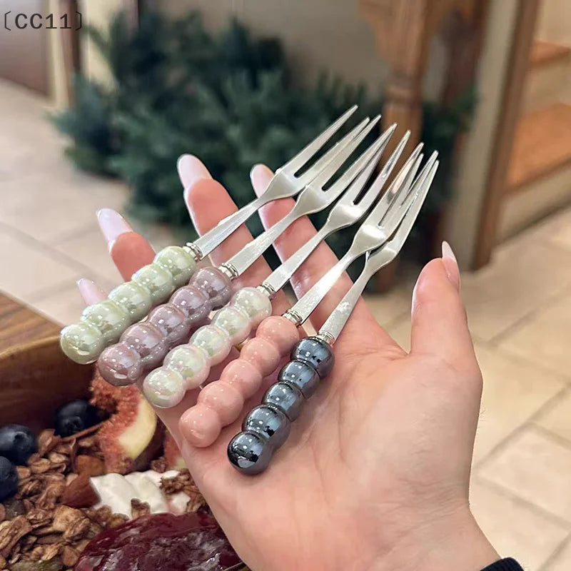 CC113Pcs Stainless Steel Dinner Fork Long Handle Table Forks Korean