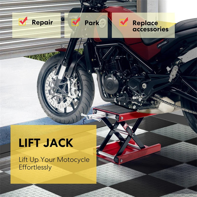 Motorcycle Lift Table 1100 Lbs Heavy Duty Hydraulic Lift Steel Dirt Bike ATV Wide Deck Scissor Lift Jack Table Foot Stand Jack Vue