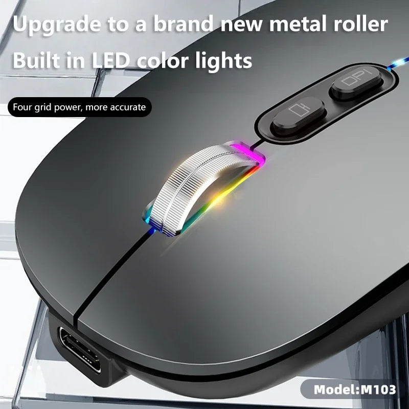 Lenovo Wireless Mouse Ultra-thin 3 Modes 2.4G USB and 2 Bluetooth Power Display Ergonomic Rechargeable Silent Mice for PC Laptop Vue