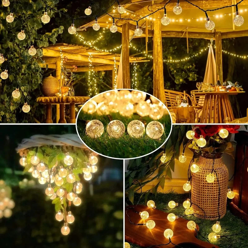 Solar Bubble Balls Lamp String Lights Outdoor Water Drops Outdoor Waterproof Orb Christmas Lights Patio Holiday Party Vue