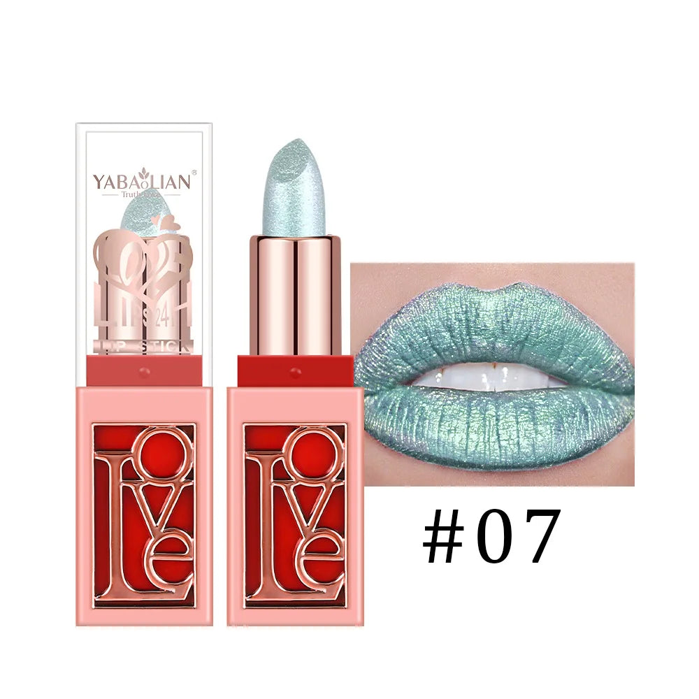 7Colors Glitter Lipstick Hydrating Red Pink Sparkling Lip Color Highly Pigmented Lip Tints Metallic Valentine's Day Gifts Makeup Vue 07