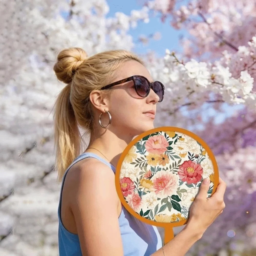 Fashion Summer Handheld Folding Fan Polyester Japanese Oil Painting