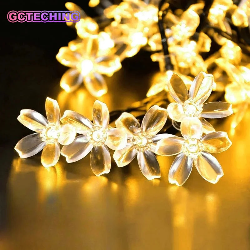 1pc 10M 80LED Cherry Blossom Flower String Lights with 8 Lighting Modes USB Powered for Home Garden Party Festival Decoration Vue