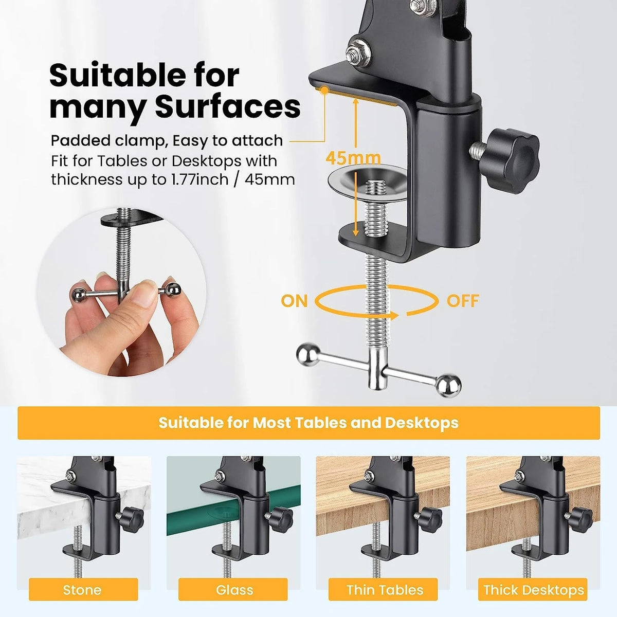 360° Adjustable Tablet Phone Stand Rotatable Long Arm Metal Holder For iPad for 4 to 11 inch Xiaomi iPhone Huawei Samsung Mobile Vue
