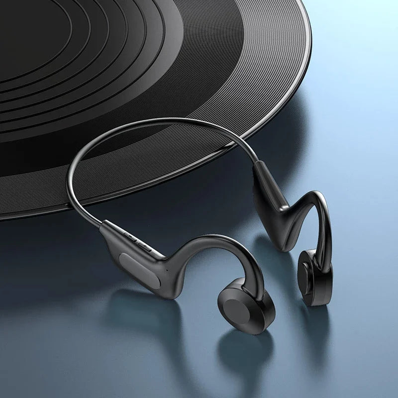 Bluetooth Bone Conduction Bluetooth Earphones Air Conduction Earphones Card Insertable Sports Waterproof Sweat Proof Vue Black