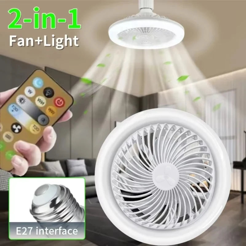 3-Colors Led Electric Ceiling Fan Lamp with Remote Control E27 Base Converter 3-Speeds AC 85-265V Ceiling Fan with Light Bedroom Vue