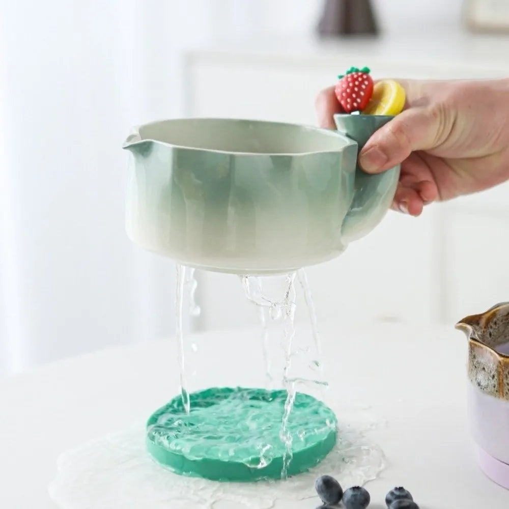 Ceramic Automatic Fruit Washing Bowl Quick Drain Large Capacity Dynamic Vortex Fruit Cleaning Bowl Central Flow Guide Vue