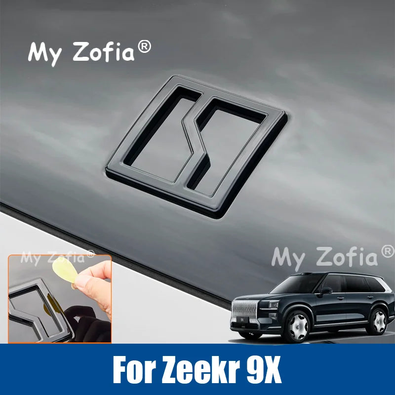 For Zeekr 9X 2025 2026 Car Black ABS Front Logo Car Tail Badge Cover Decor Sticker Frame Garnish Exterior Decoration Accessories Vue