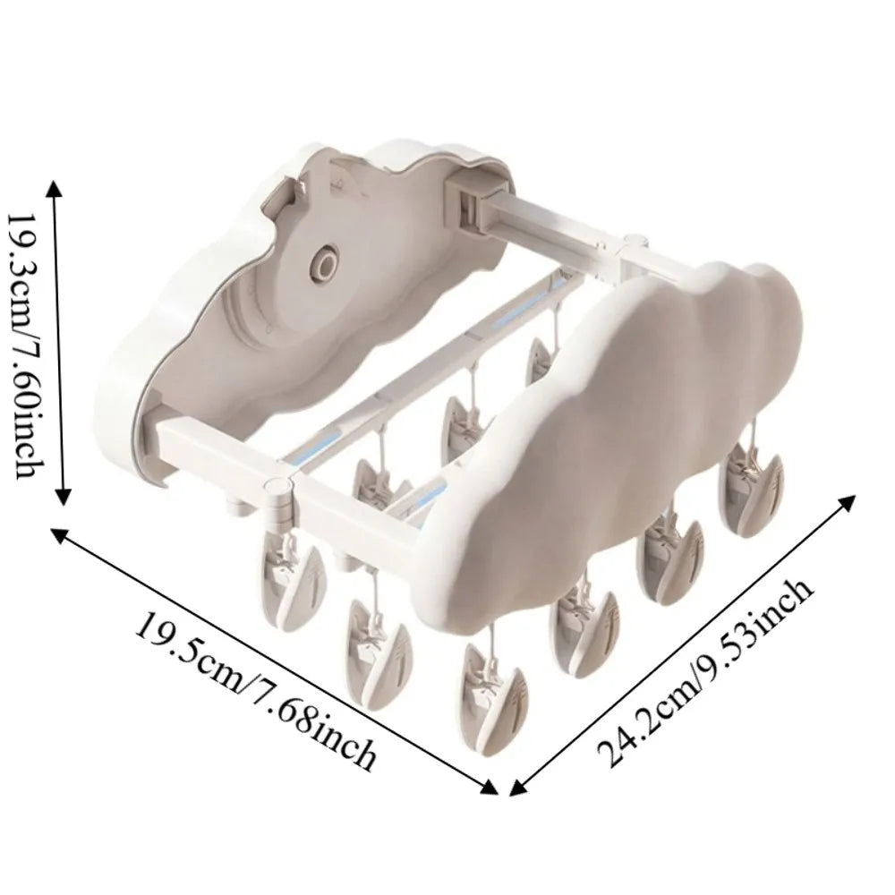 Folding Folding Drying Rack Suction Cup Expandable Baby Clothes Hanger Windproof Cloud Shape Hanging Underwear Holder Home Use Vue