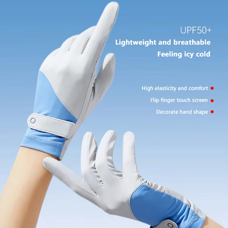 1 Pair One Size Sunscreen Breathable Anti-UV Cooling Fabric Slip Gloves Sun Protection Gloves For Outdoor Cycling Driving Vue